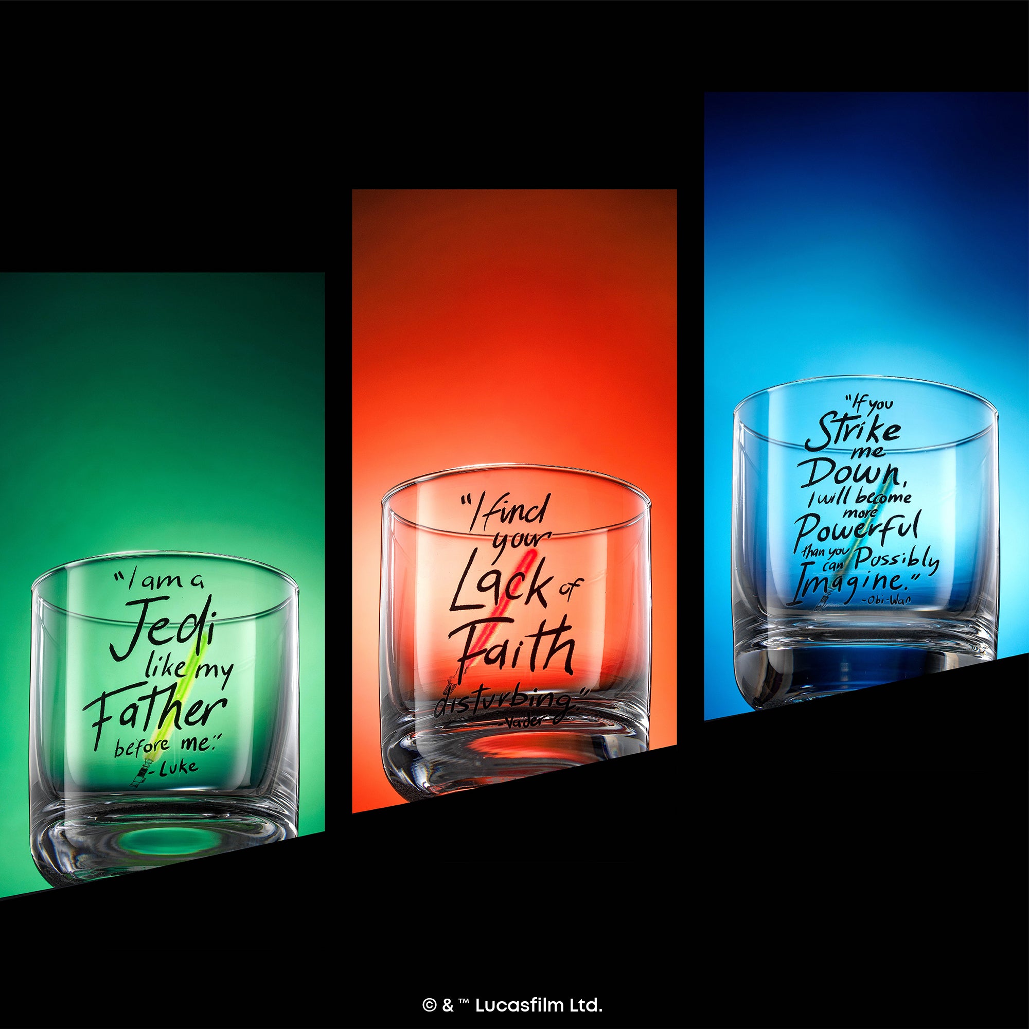 joyjolt-star-wars-lightsaber-collection-drinking-glasses-set-of-6-10oz image 2