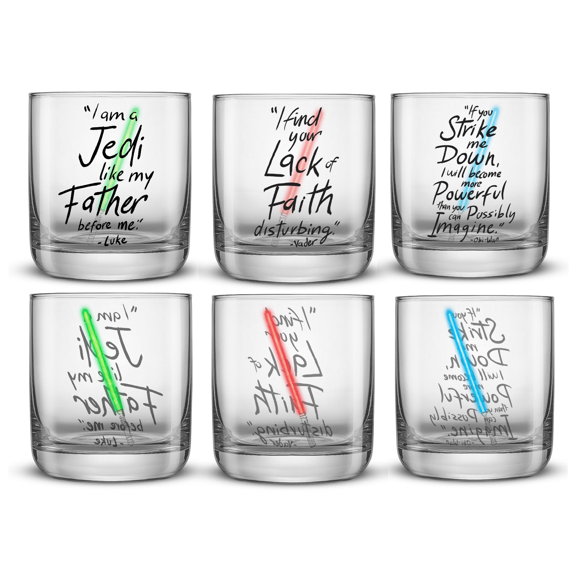 joyjolt-star-wars-lightsaber-collection-drinking-glasses-set-of-6-10oz image 1