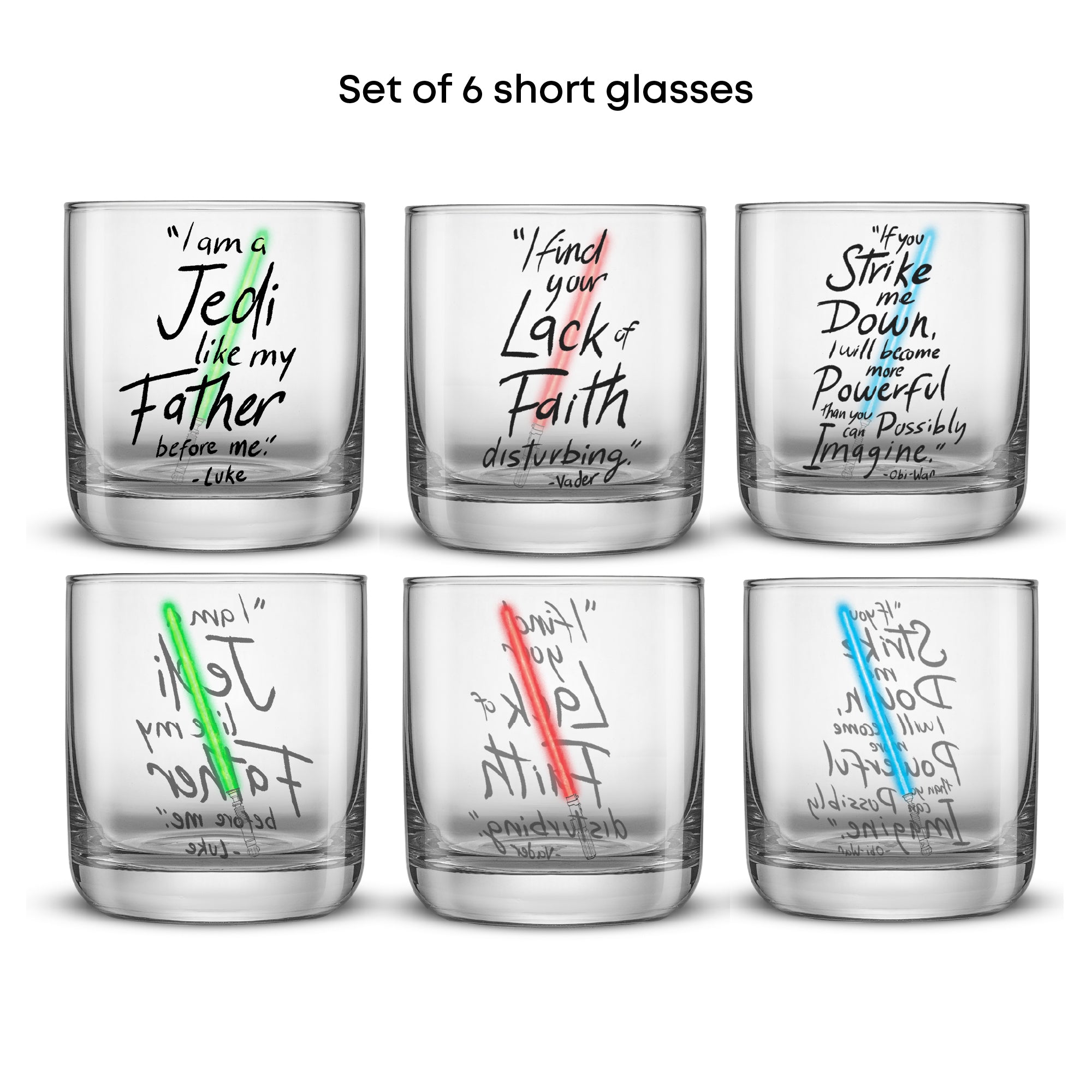 joyjolt-star-wars-lightsaber-collection-drinking-glasses-set-of-6-10oz image 6