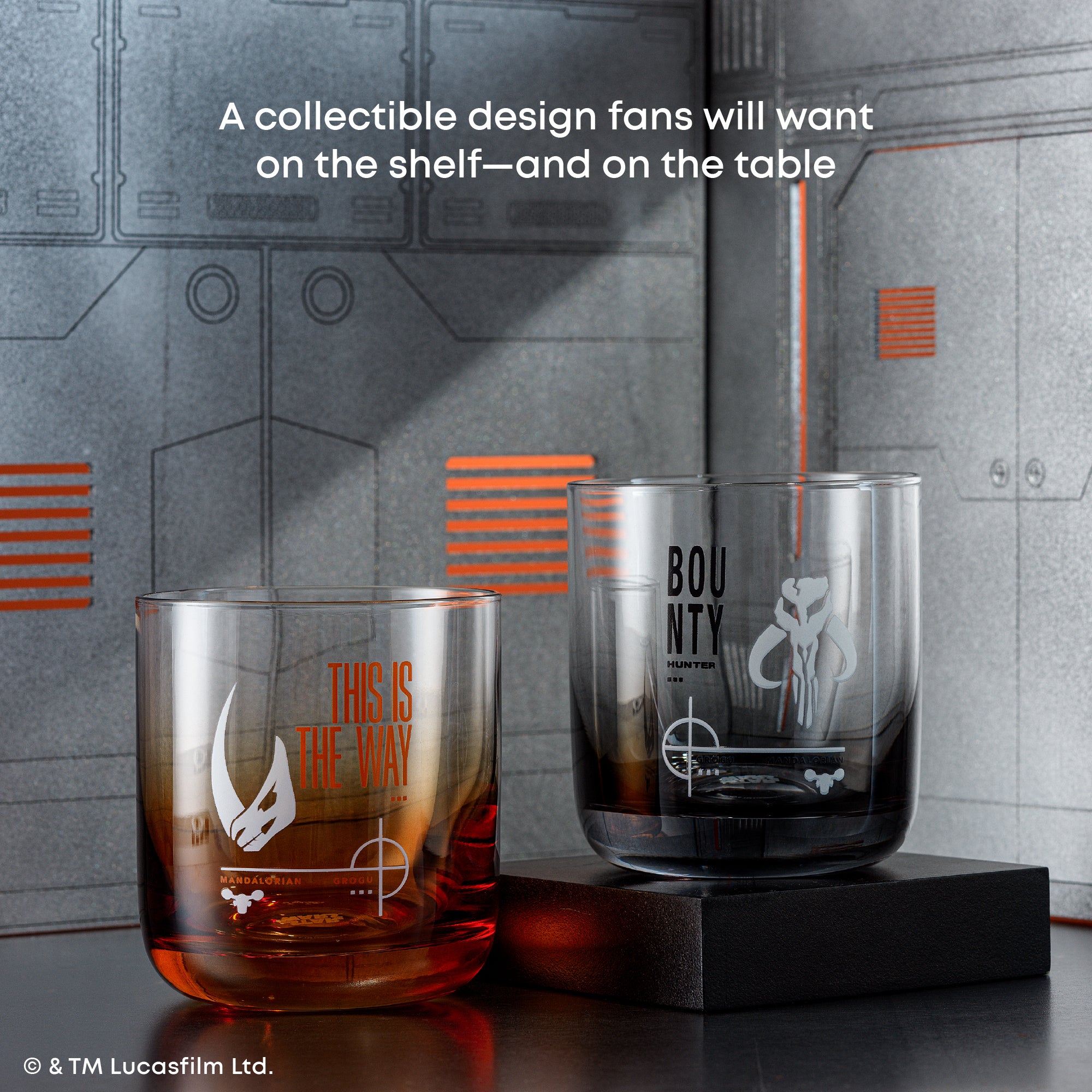 joyjolt-star-wars-bounty-mandalorian-short-drinking-glasses-10-oz-set-of-2 image 2