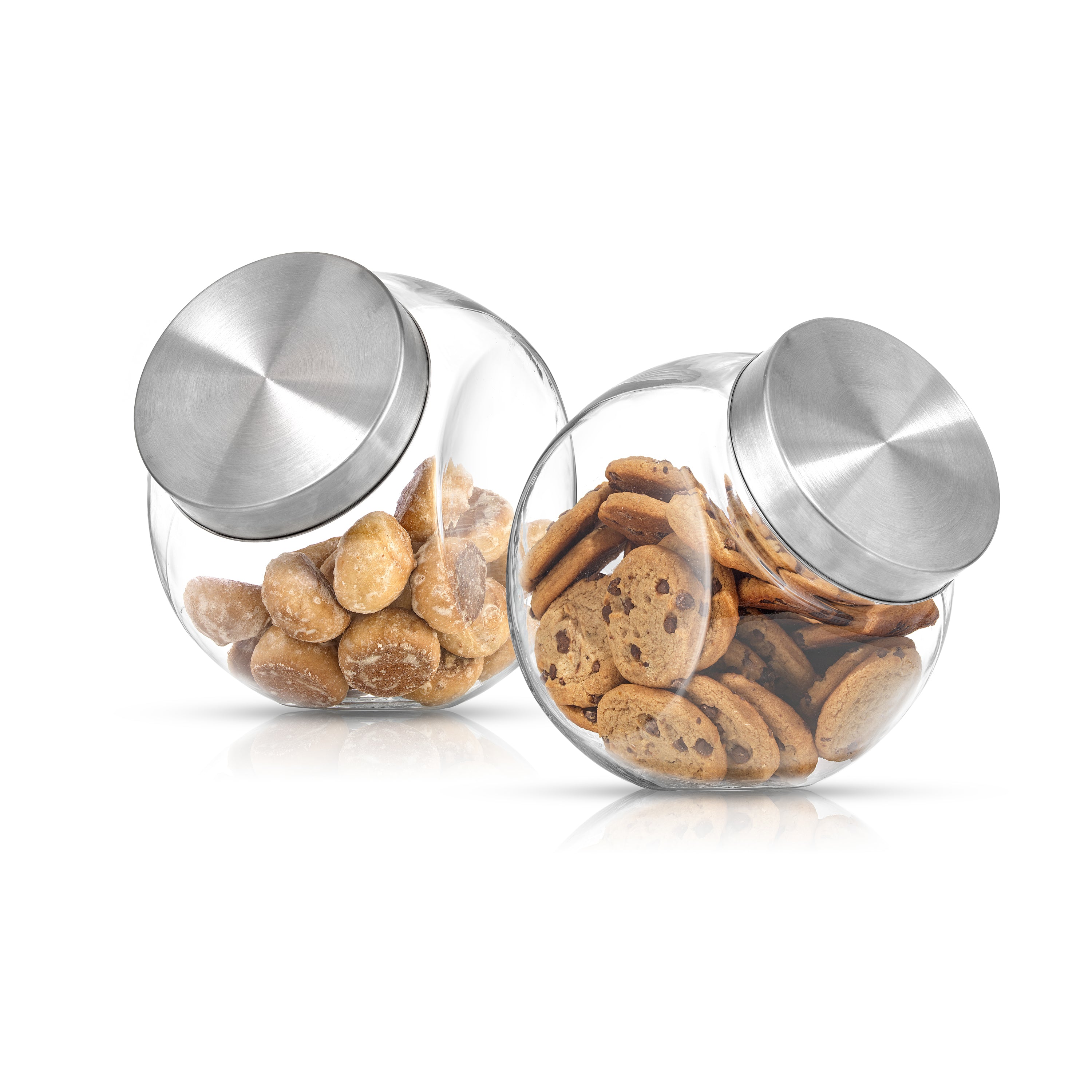 joyjolt-round-glass-cookie-jar-with-airtight-stainless-steel-lid-set-of-2-67-oz image 1
