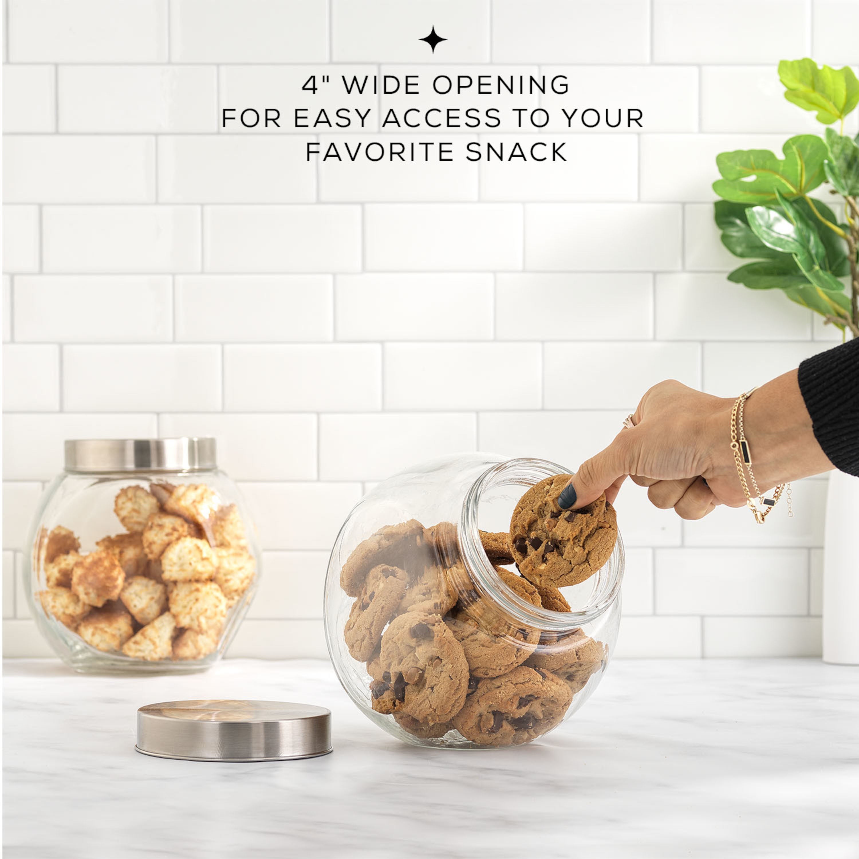 joyjolt-round-glass-cookie-jar-with-airtight-stainless-steel-lid-set-of-2-67-oz image 2
