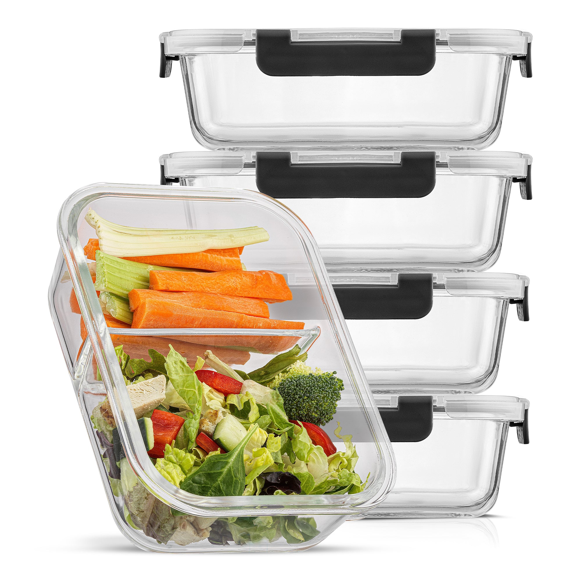 joyjolt-2-section-glass-food-storage-containers-with-lids-set-of-5 image 1