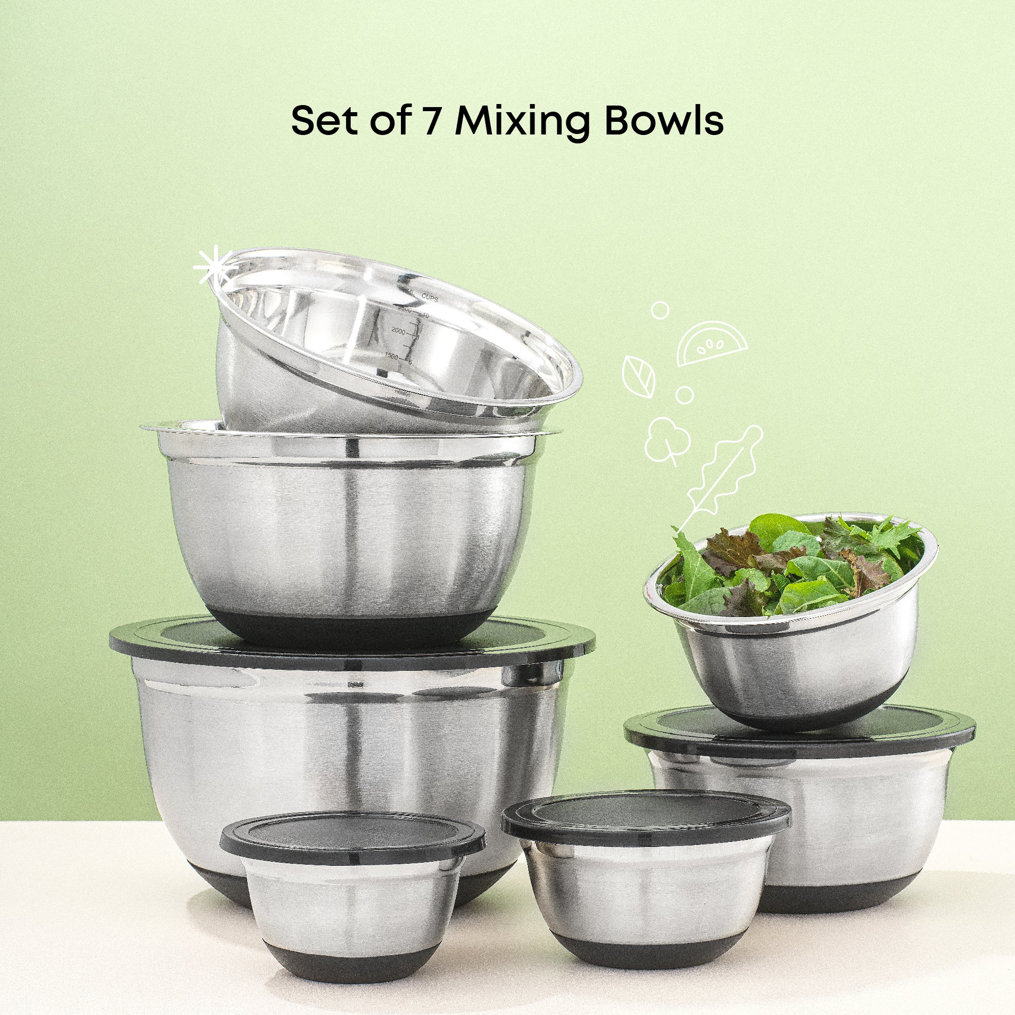 joyjolt-stainless-steel-mixing-bowls-with-airtight-lids-set-of-7 image 3