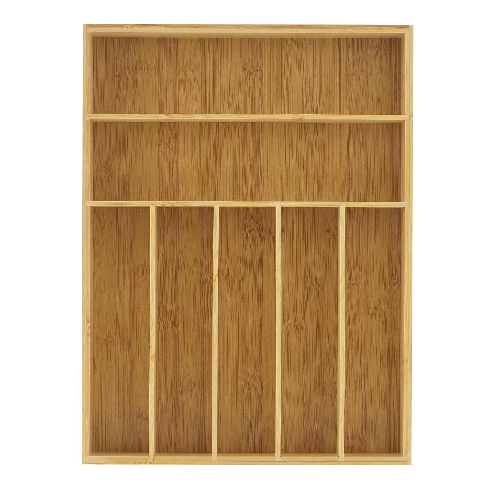 joyjolt-7-compartment-bamboo-drawer-organizer-natural image 1