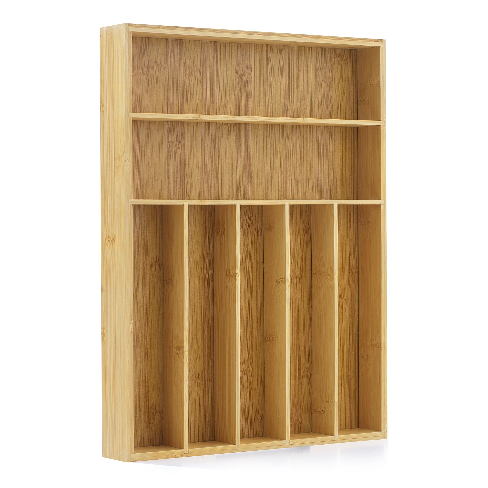 joyjolt-7-compartment-bamboo-drawer-organizer-natural image 6