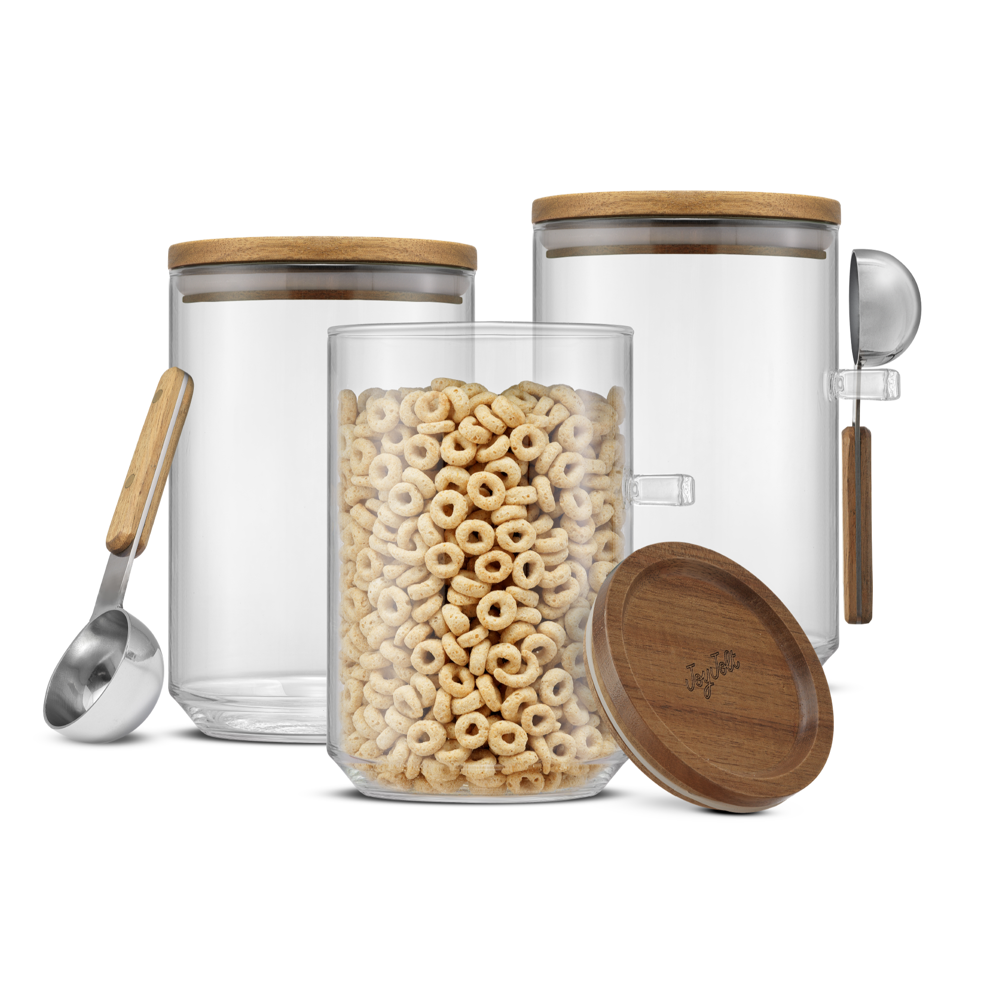 joyjolt-holden-stackable-glass-canister-set-with-acacia-wood-lids-and-scoops-set image 1