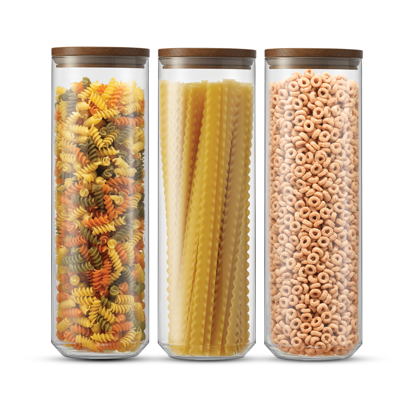 joyjolt-holden-stackable-glass-storage-canister-set-with-acacia-wood-lids image 1