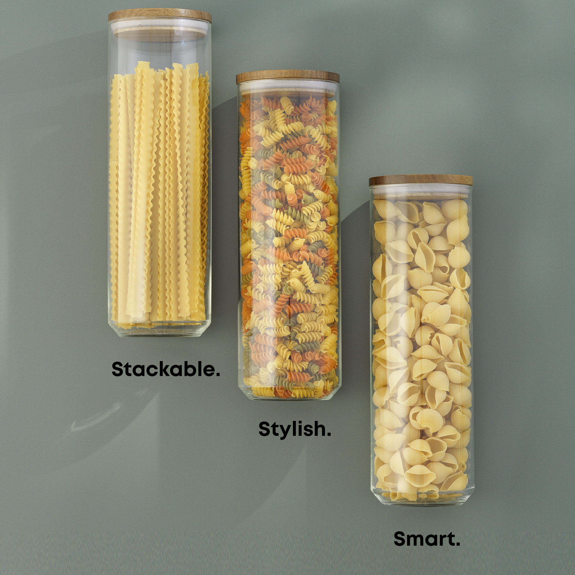 joyjolt-holden-stackable-glass-storage-canister-set-with-acacia-wood-lids image 8