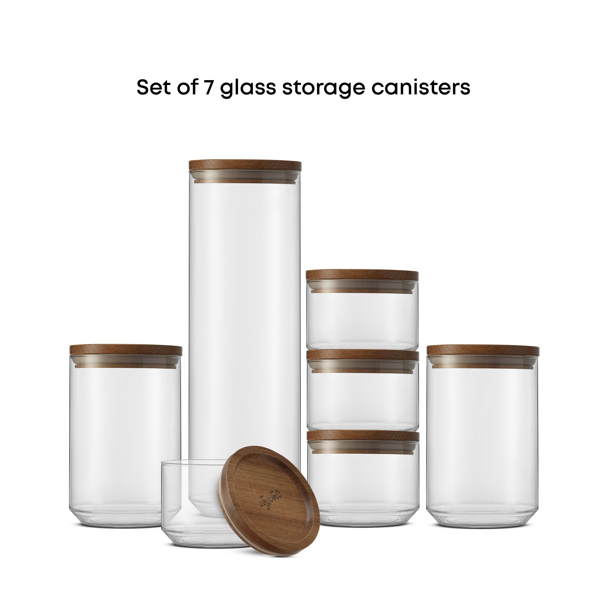 joyjolt-holden-7-piece-stackable-glass-canister-set-with-acacia-wood-lids image 5
