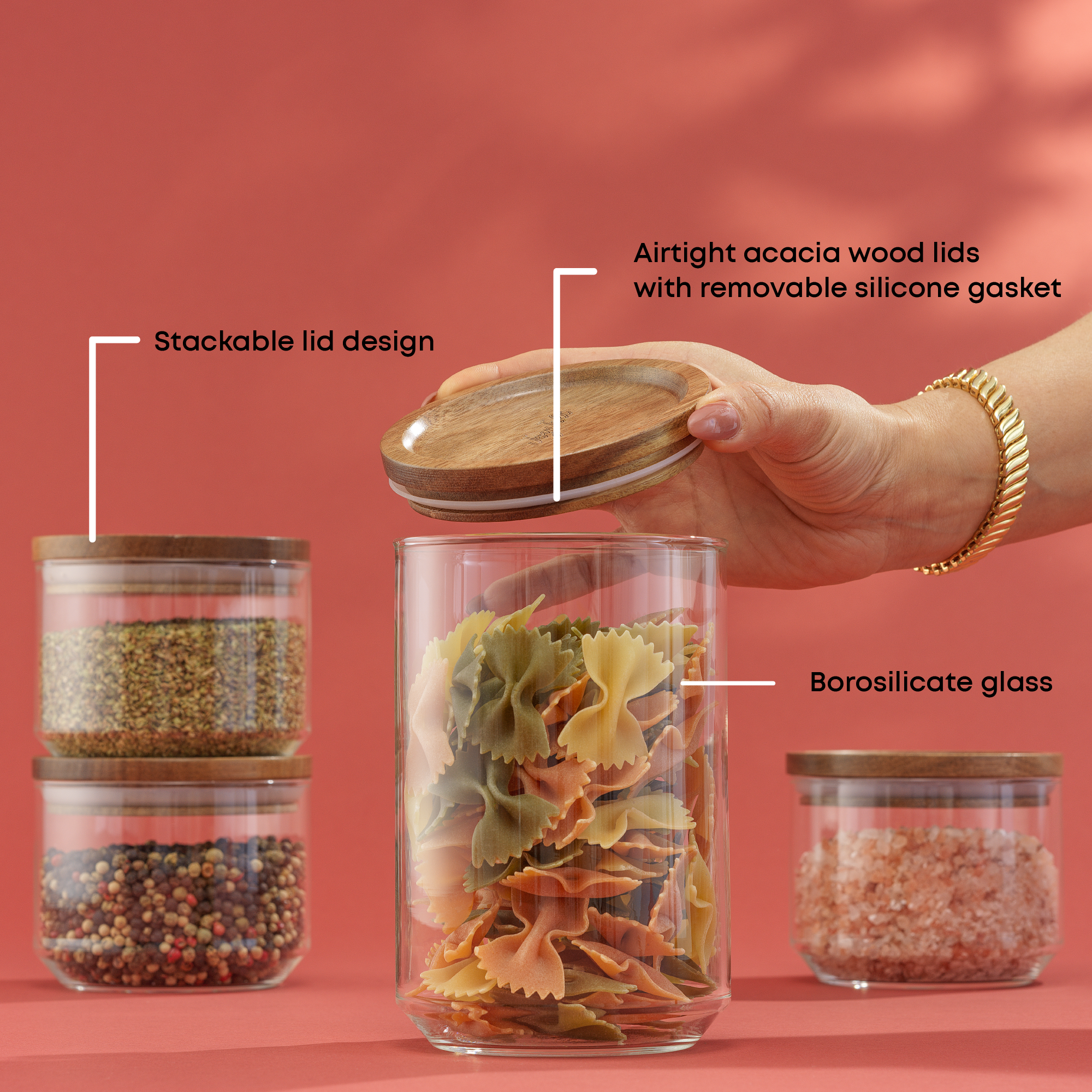 joyjolt-holden-7-piece-stackable-glass-canister-set-with-acacia-wood-lids image 4