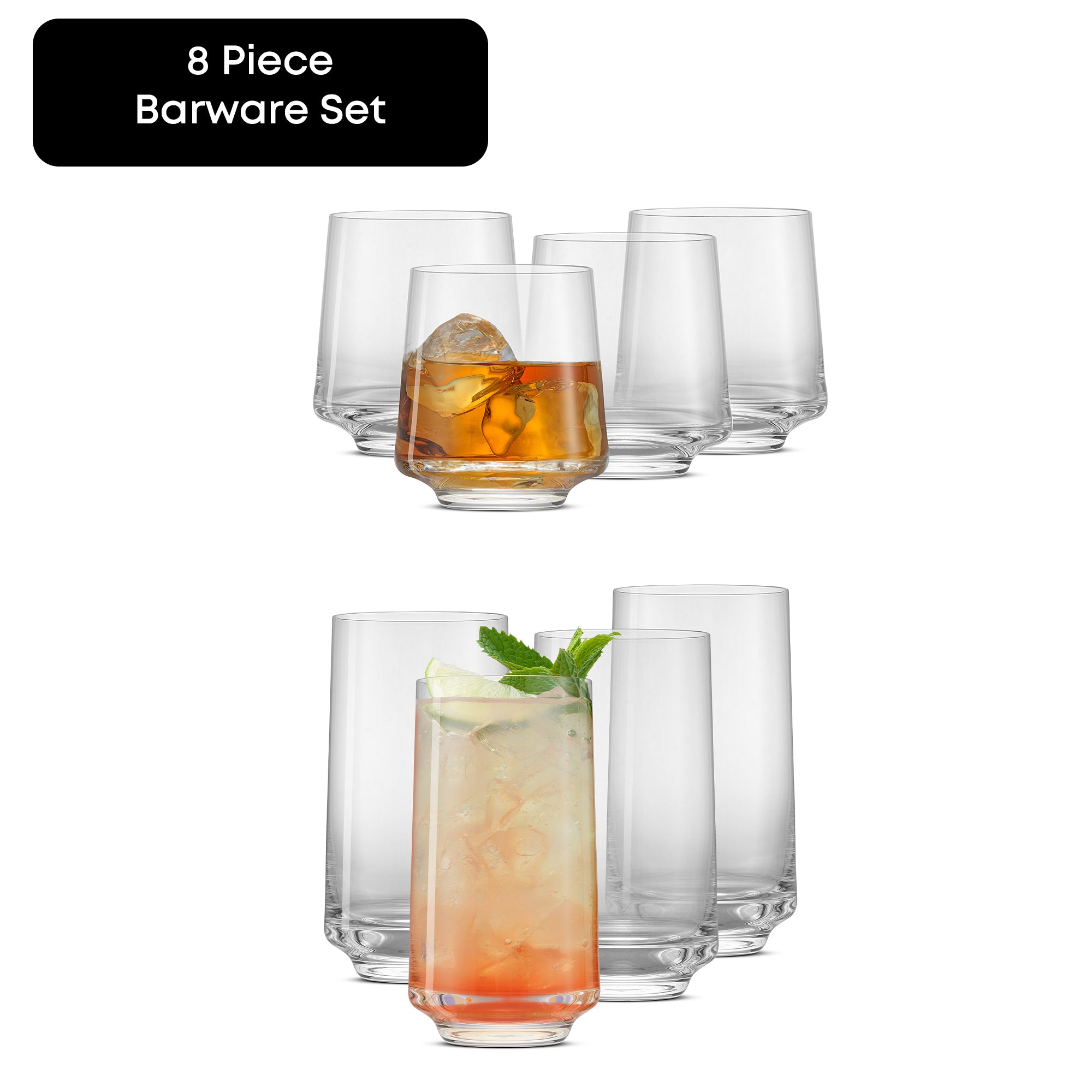 joyjolt-sidney-8-piece-barware-set-4-highball-4-double-old-fashioned-glasses image 1
