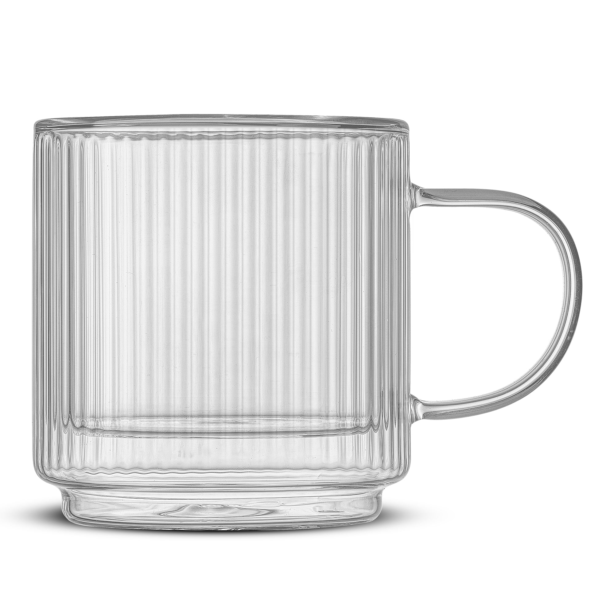 joyjolt-haven-fluted-stackable-double-wall-glass-mugs-set-of-4-13-5-oz image 2