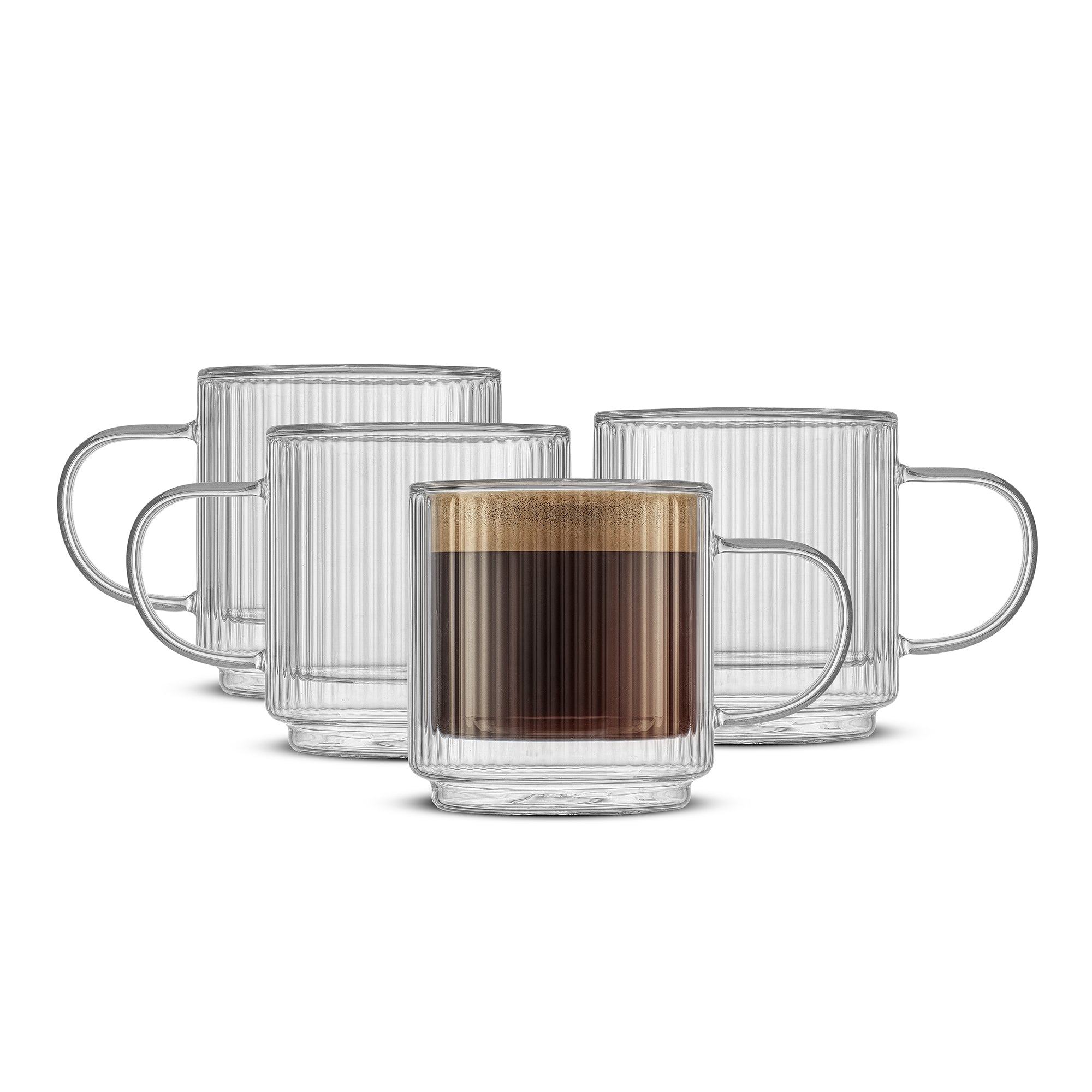 joyjolt-haven-fluted-stackable-double-wall-glass-mugs-set-of-4-13-5-oz image 1